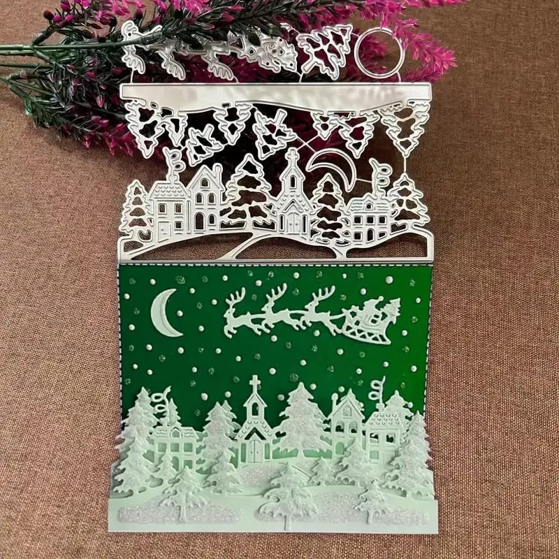 Feemkota Merry Christmas Snowy Evening Die Cuts for Card Making Christian Theme Stamps Cutting Dies for DIY Paper Scrapbooking Crafts Embossing Decorations - Image 2